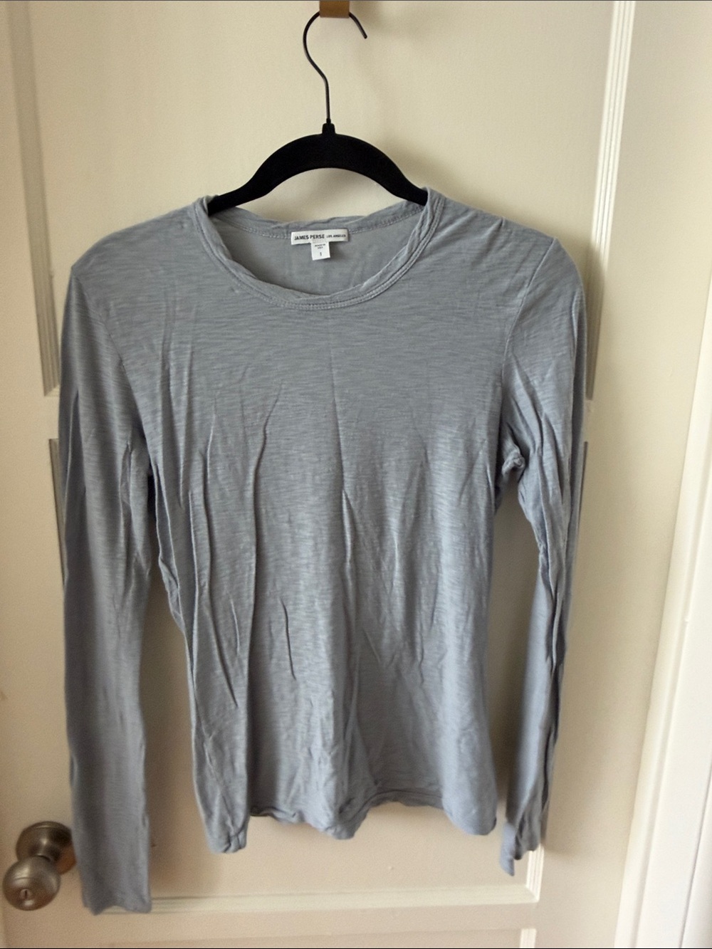 James Perse Long Sleeve Crewneck Tee - Light Gray